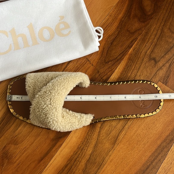 Chloe idol faux shearling slide sandal, NEW - Picture 10 of 17